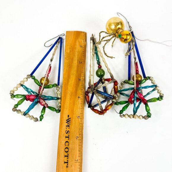 Vintage Mercury Glass Beads Wired Christmas Tree Ornaments Set Of 4 - Picture 4 of 6